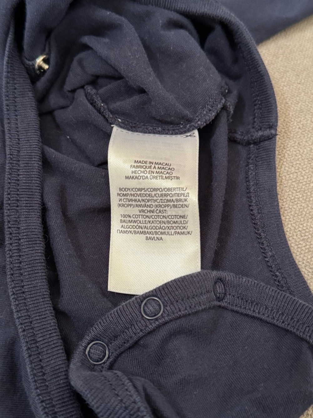 Ralph Lauren Polo Bear Polo Player Bodysuit 3M Navy Long Sleeve Baby Boy One Pie - Picture 6 of 7